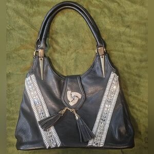 Large Hobo Bag with Rhinestone Accents.